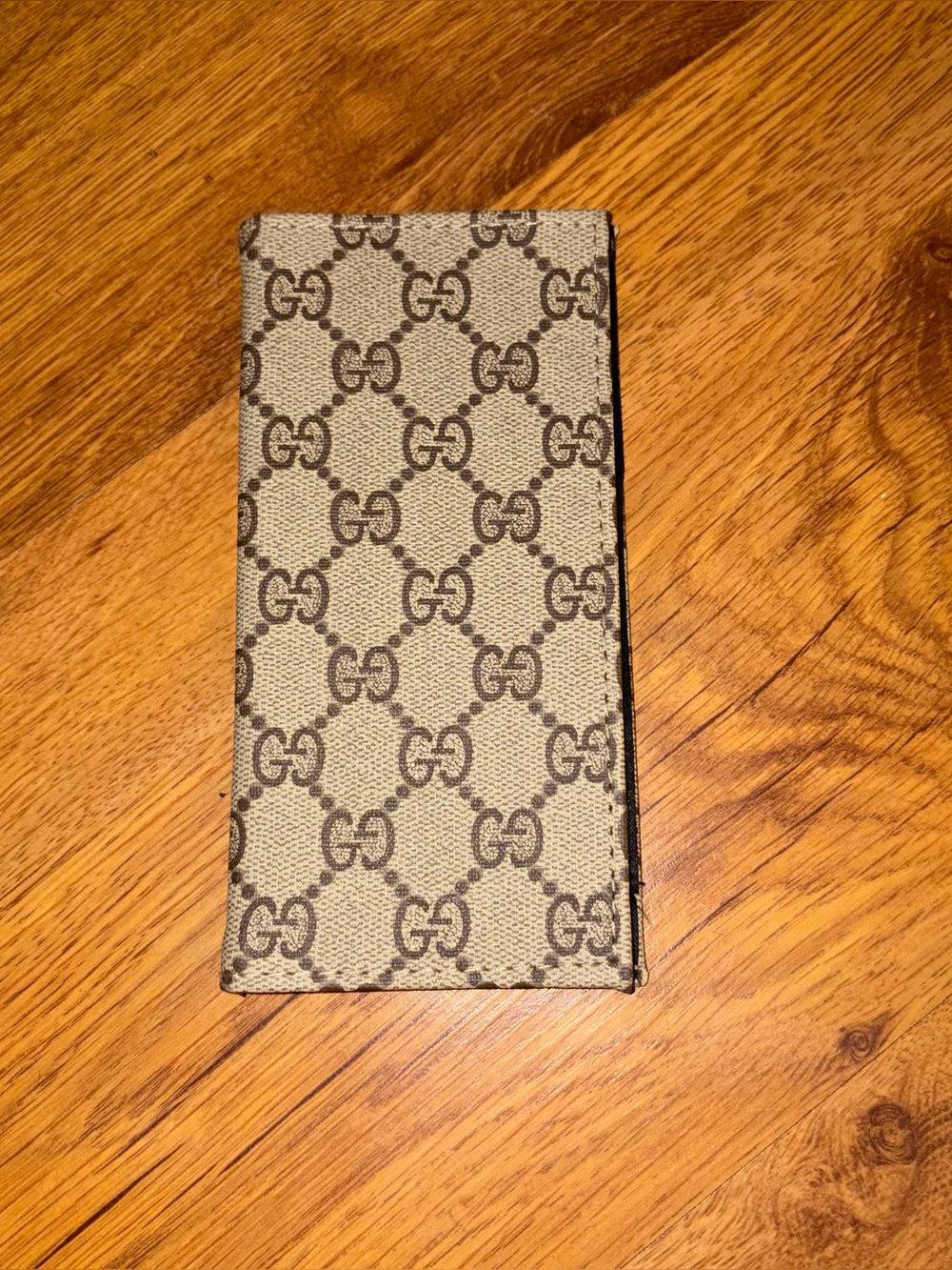 Luxury Italian Designer Beige and Brown GG Canvas Long Wallet